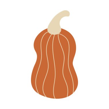 El yapımı balkabağı karalaması. Şükran Günü ve Cadılar Bayramı süsü. Vektör illüstrasyonu, düz tasarım