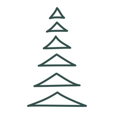 Noel ağacı karalaması. El çizimi eskiz. Vektör illüstrasyonu, düz tasarım