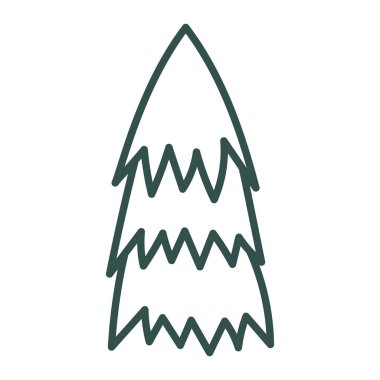 Noel ağacı karalaması. El çizimi eskiz. Vektör illüstrasyonu, düz tasarım