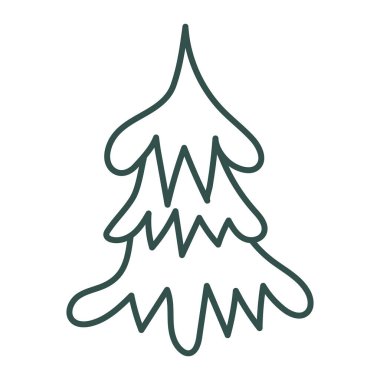 Noel ağacı karalaması. El çizimi eskiz. Vektör illüstrasyonu, düz tasarım