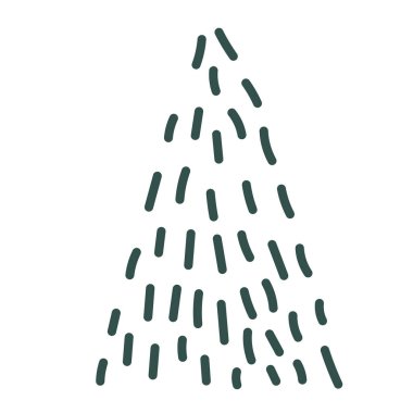 Noel ağacı karalaması. El çizimi eskiz. Vektör illüstrasyonu, düz tasarım