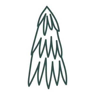 El çizimi Noel ağacı. Taslak karalama. Vektör illüstrasyonu, düz tasarım