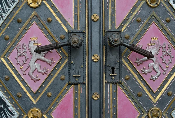 Историческая дверь в Праге — стоковое фото