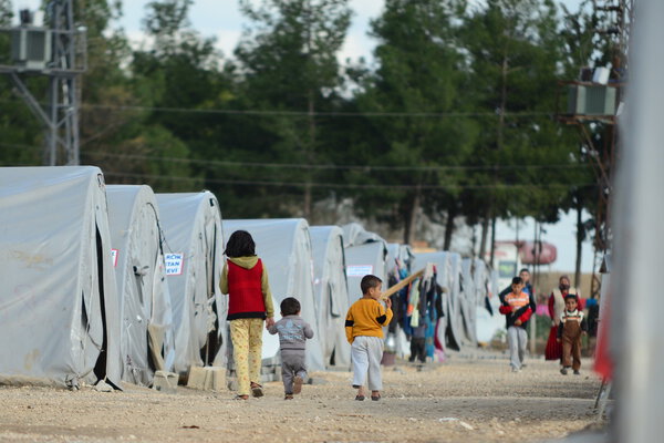 people in refugee camp