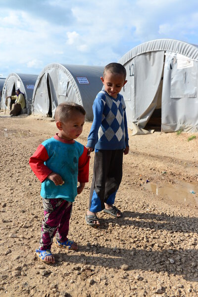 people in refugee camp