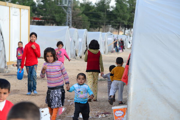 people in refugee camp