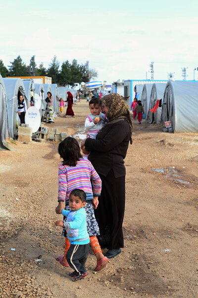 people in refugee camp