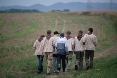 Czech scouts during finaly round of Svojsik race clipart