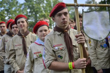 Czech scouts during finaly round of Svojsik race clipart