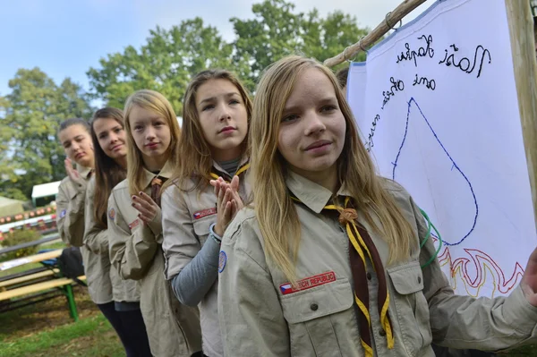 Czech scouts during finaly round of Svojsik race — Stock Photo, Image