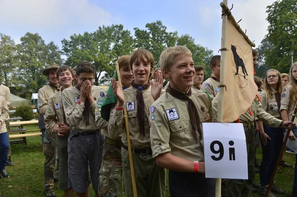 Czech scouts during finaly round of Svojsik race — Stock Photo, Image