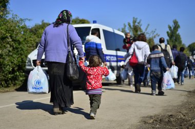 refugees in Babska (Serbian - Croatina border) clipart