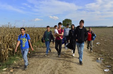 refugees in Sid (Serbian - Croatina border) clipart