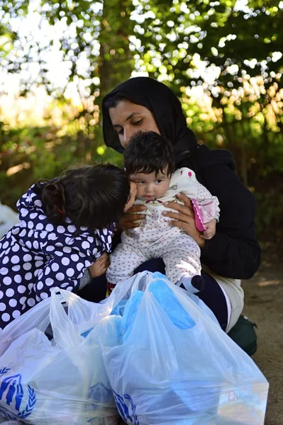 Refugees in Bapska (Serbian - Croatina border) — Stock Fotó