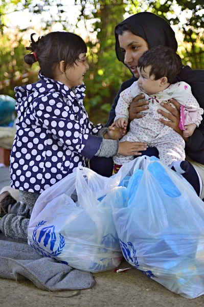 Refugees in Bapska (Serbian - Croatina border) — Stock Fotó