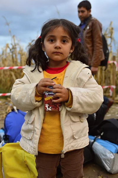 Vluchtelingen in Babska (Servisch - Bonarda grens) — Stockfoto