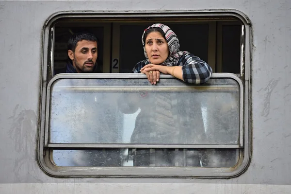 Refugiados em Tovarnik (fronteira sérvia-croatina ) — Fotografia de Stock