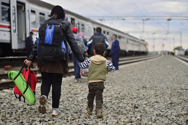 Vluchtelingen in Tovarnik (Servisch - Bonarda grens) — Stockfoto