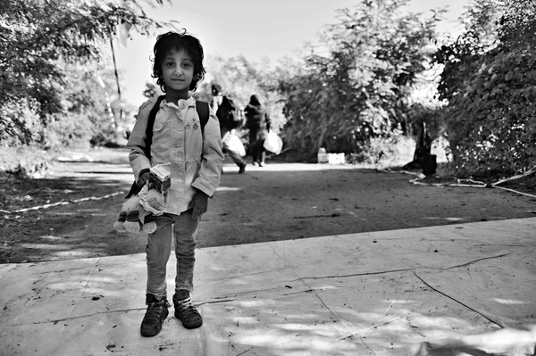 Refugees in Babska (Serbian - Croatina border) — Stock Photo, Image