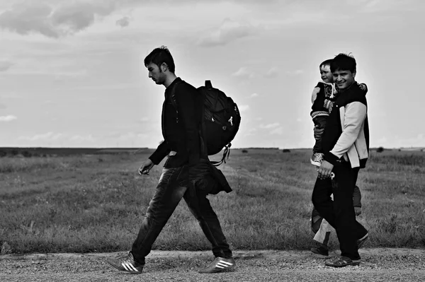 Rifugiati a Sid (confine serbo-croato ) — Foto Stock