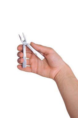 Beyaz arka plan üzerinde elinde Multitul