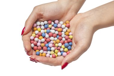 Eller renkli şekerler