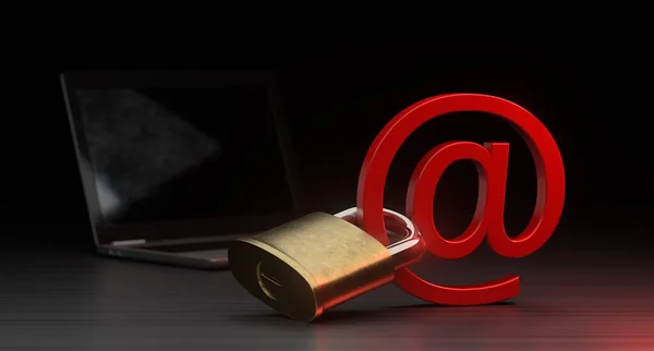 Phishing Mail Oszustwo Cyberbezpieczeństwo Chroniony Internet Informacje Cyfrowe Zagrożone Przez — Zdjęcie stockowe