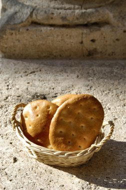 italian food, dried cakes in a basket clipart