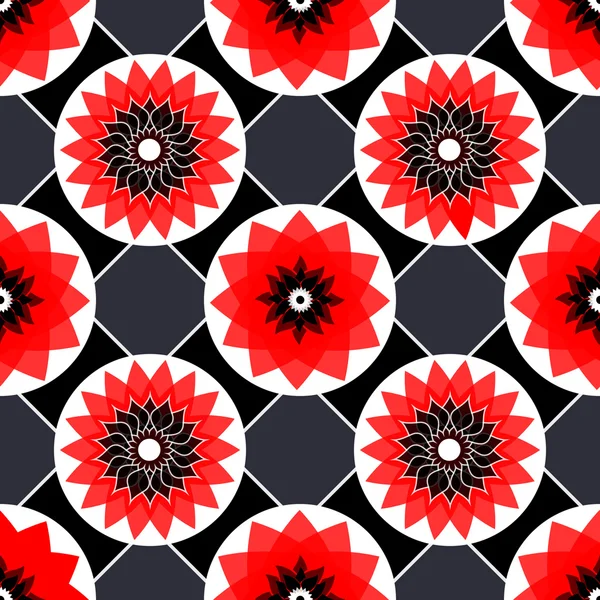 Vermelho, preto e branco vetor sem costura abstrato floral vintage textura. Ilustração vetorial — Vetor de Stock