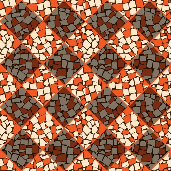 Naranja y marfil vector de ajedrez sin costuras estilo vintage azulejos textura de la pared. Ilustración vectorial — Vector de stock