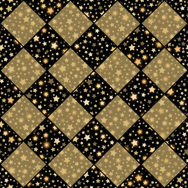 Plata y negro vector de ajedrez sin costuras estilo vintage textura con flores de clavo y brillantes rondas. Ilustración vectorial — Archivo Imágenes Vectoriales