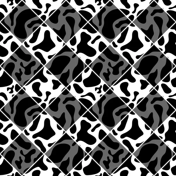 Preto e branco vetor sem costura xadrez estilo vintage vaca textura. Ilustração vetorial — Vetor de Stock