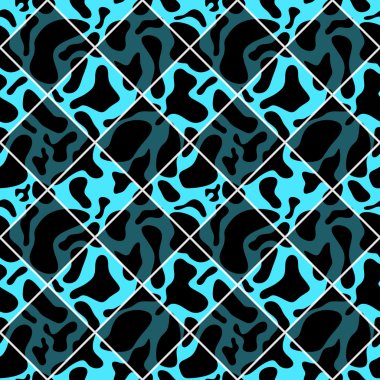 Siyah ve mavi vektör sorunsuz satranç vintage inek doku tarz. Vektör çizim