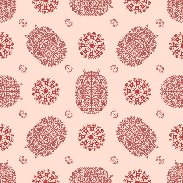 Ancienne texture ornementale vintage sans couture rouge et rose. Illustration vectorielle — Image vectorielle