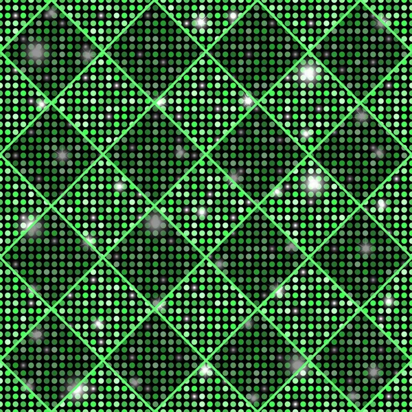Зеленый вектор бесшовная шахматная стилизованная винтажная текстура с сияющими патронами. Векторная иллюстрация — стоковый вектор