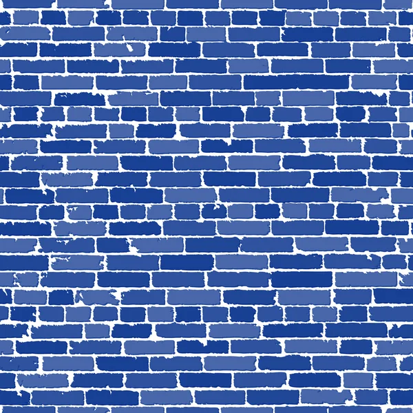 Textura sem costura vetorial de parede de tijolo velho realista azul com sombras. Ilustração vetorial — Vetor de Stock