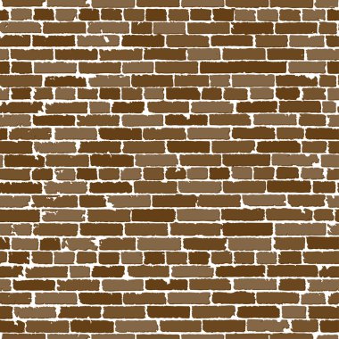 Vektör kahverengi gerçekçi eski tuğla duvar gölgeler ile sorunsuz dokusuna. Vektör çizim