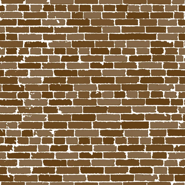 Vector seamless texture of brown realistic old brick wall with shadows. Vector illustration — Stock Vector