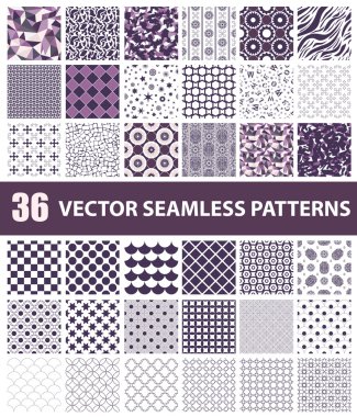 36 Menekşe sürüsü Dikişsiz desen vektör: soyut, vintage, teknoloji ve geometrik. Vektör çizim
