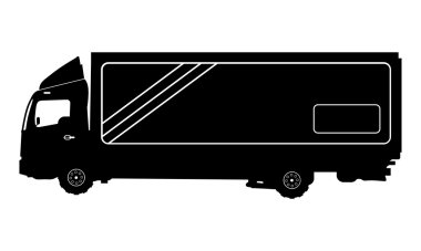 Vektör üzerinde beyaz izole kamyon detaylı silüeti. Vektör çizim