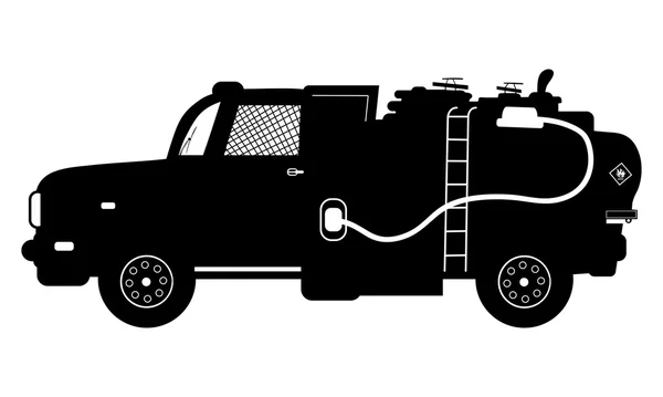 Vettoriale sagoma dettagliata del camion portabarburante isolato su bianco. Illustrazione vettoriale — Vettoriale Stock