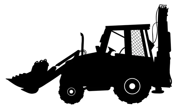 Vettoriale silhouette dettagliata di bulldozer isolato su bianco. Illustrazione vettoriale — Vettoriale Stock