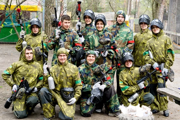 Kiev Ukraina Kwietnia 2016 Paintball Team Karabinów Klasy Sprzęt — Zdjęcie stockowe