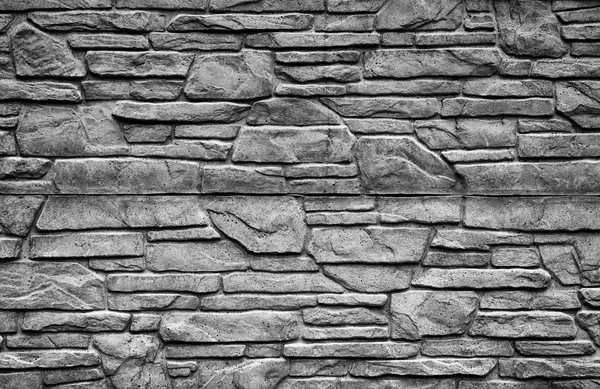 Preto e branco pedra tijolo parede detalhado contraste textura fundo — Fotografia de Stock