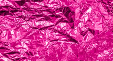 Pembe buruşuk alüminyum folyo doku arka plan yüksek kontrastlı