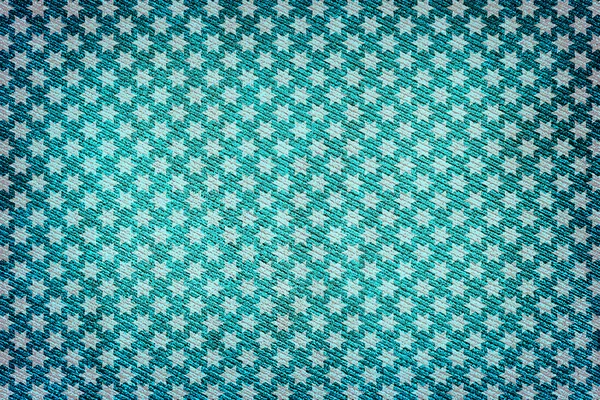 Turquoise fabric woven texture high contrasted with vignetting effect macro background white stars styled