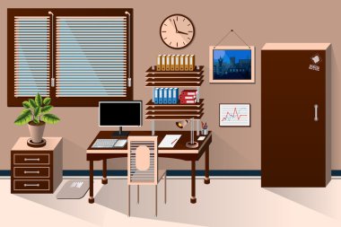 Vektör iç ofis Oda klasik tarzı. Vektör çizim