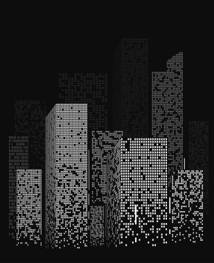 Gece şehir ışıkları peyzaj tasarımı. Vektör çizim