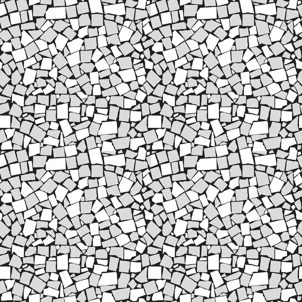 Textura sin costura vectorial de la pared de azulejos decorativos asimétricos en blanco y negro. Ilustración vectorial — Vector de stock
