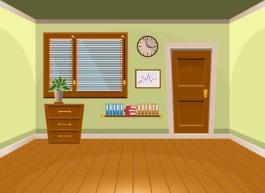 Kireç tarzıkarikatür düz vektör iç ofis odası. Vektör çizimi